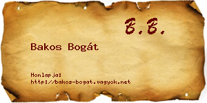 Bakos Bogát névjegykártya